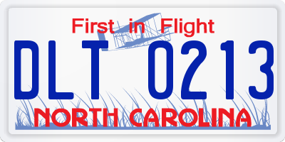 NC license plate DLT0213