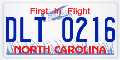 NC license plate DLT0216