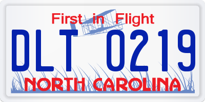 NC license plate DLT0219
