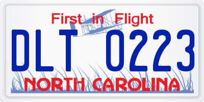 NC license plate DLT0223