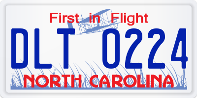 NC license plate DLT0224