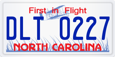 NC license plate DLT0227