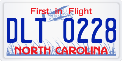 NC license plate DLT0228