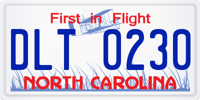 NC license plate DLT0230
