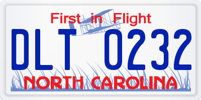 NC license plate DLT0232