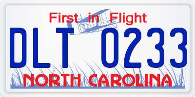 NC license plate DLT0233