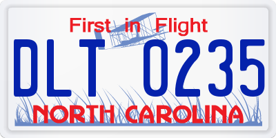 NC license plate DLT0235