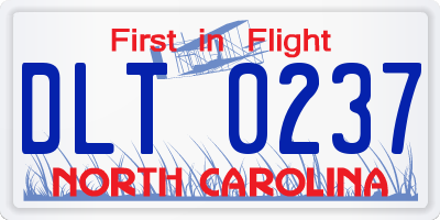 NC license plate DLT0237