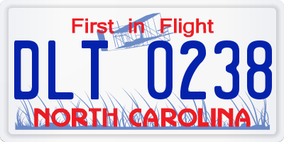 NC license plate DLT0238