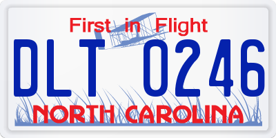 NC license plate DLT0246