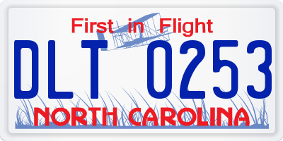 NC license plate DLT0253