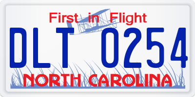 NC license plate DLT0254