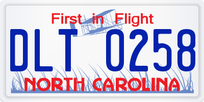NC license plate DLT0258