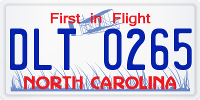 NC license plate DLT0265