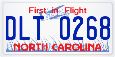 NC license plate DLT0268