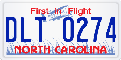 NC license plate DLT0274
