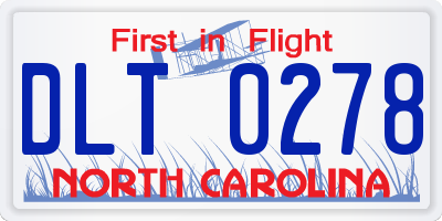 NC license plate DLT0278
