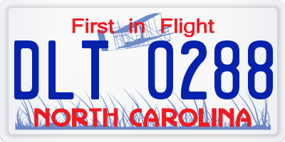 NC license plate DLT0288