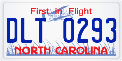 NC license plate DLT0293