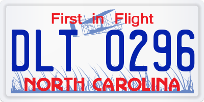 NC license plate DLT0296