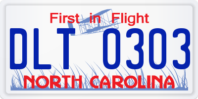 NC license plate DLT0303