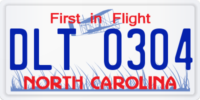 NC license plate DLT0304