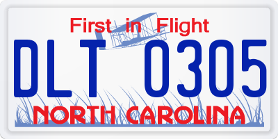 NC license plate DLT0305