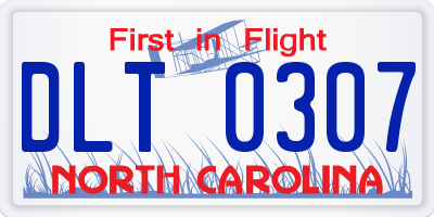 NC license plate DLT0307