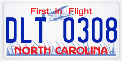 NC license plate DLT0308