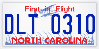 NC license plate DLT0310