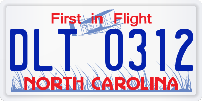 NC license plate DLT0312