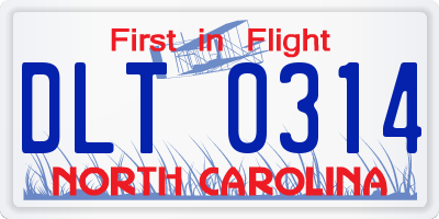 NC license plate DLT0314
