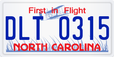 NC license plate DLT0315