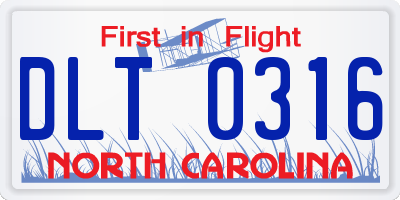 NC license plate DLT0316