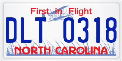 NC license plate DLT0318