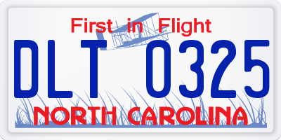 NC license plate DLT0325