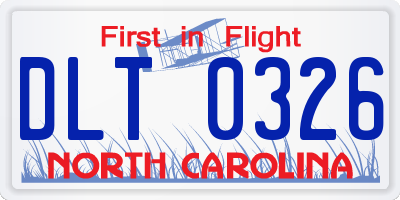 NC license plate DLT0326