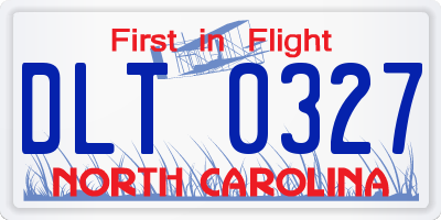 NC license plate DLT0327
