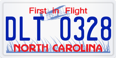 NC license plate DLT0328