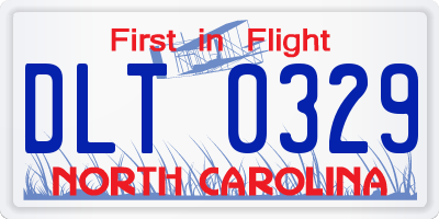 NC license plate DLT0329