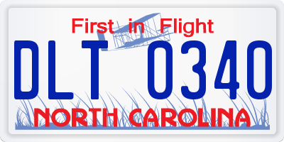 NC license plate DLT0340