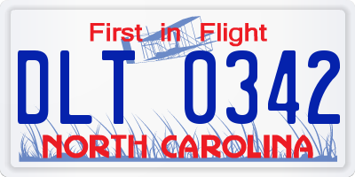 NC license plate DLT0342