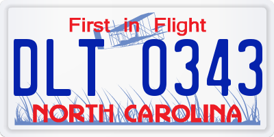 NC license plate DLT0343