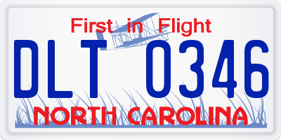 NC license plate DLT0346