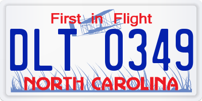 NC license plate DLT0349