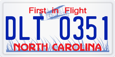 NC license plate DLT0351