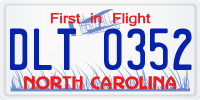 NC license plate DLT0352