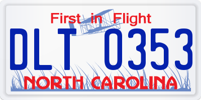 NC license plate DLT0353