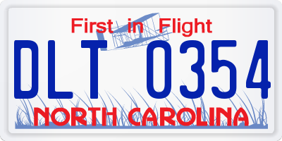 NC license plate DLT0354