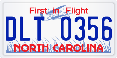 NC license plate DLT0356